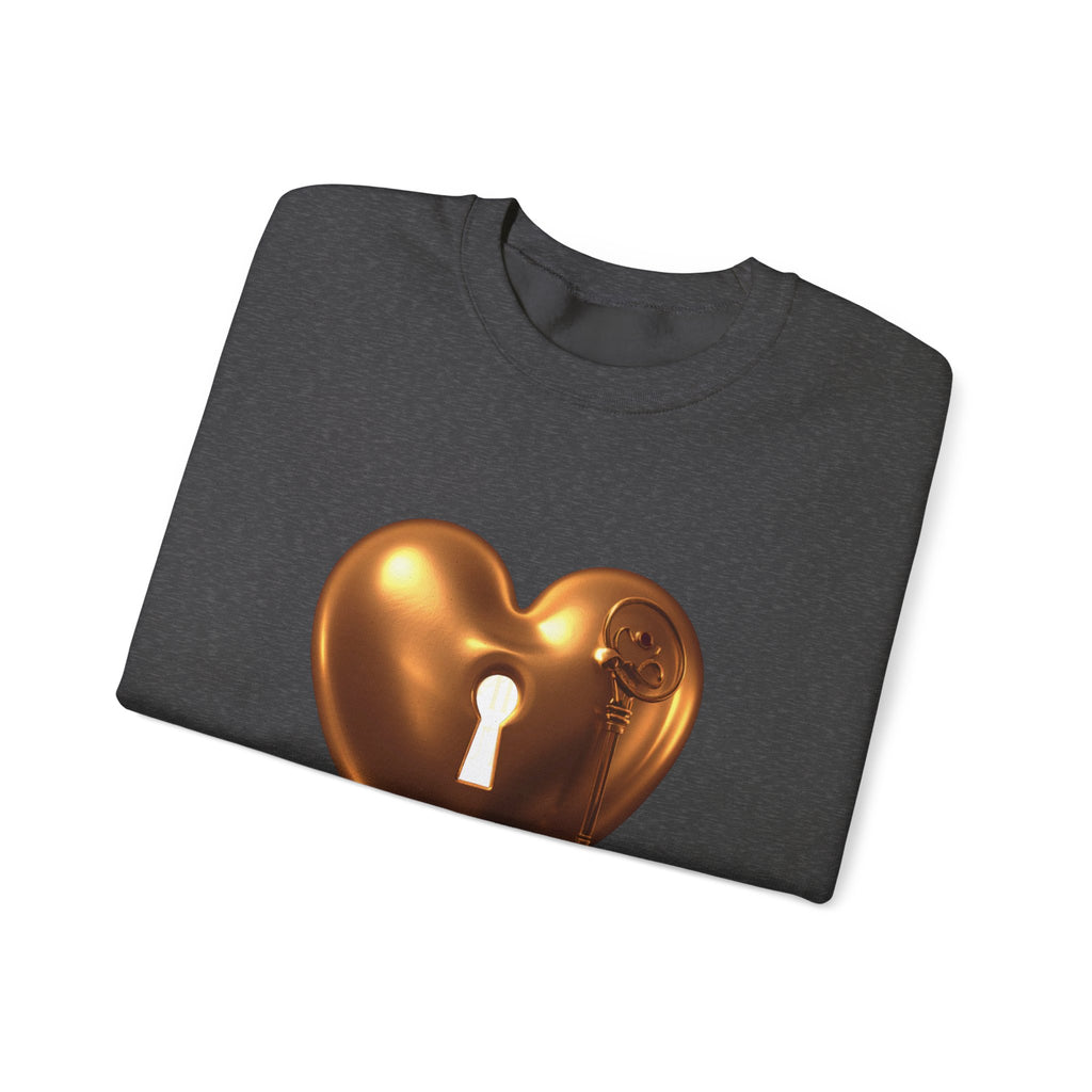 Heart Keyhole Sweatshirt — "Unlock What Matters" Cozy Crewneck