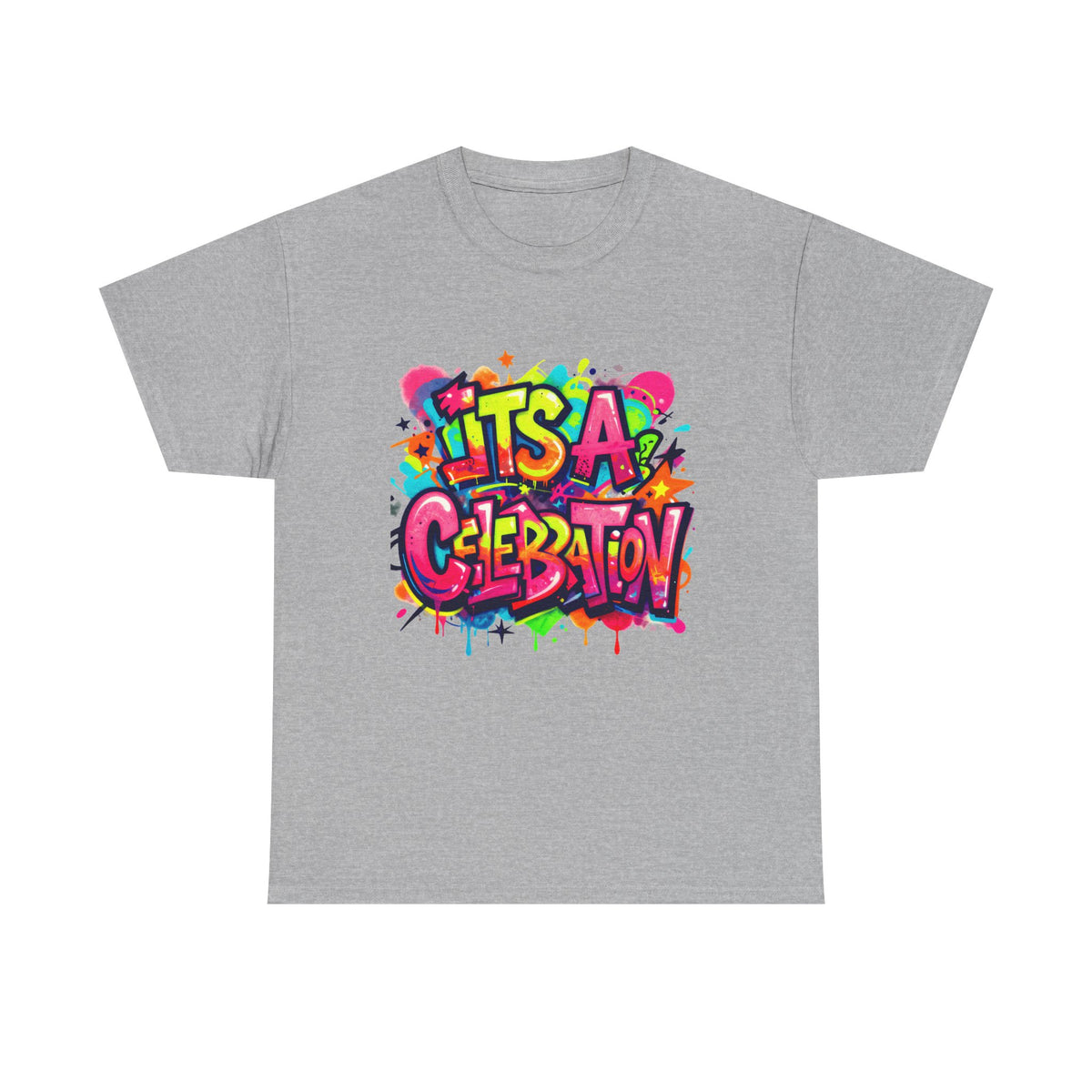It’s a Celebration – Graffiti Graphic Heavy Cotton T-Shirt