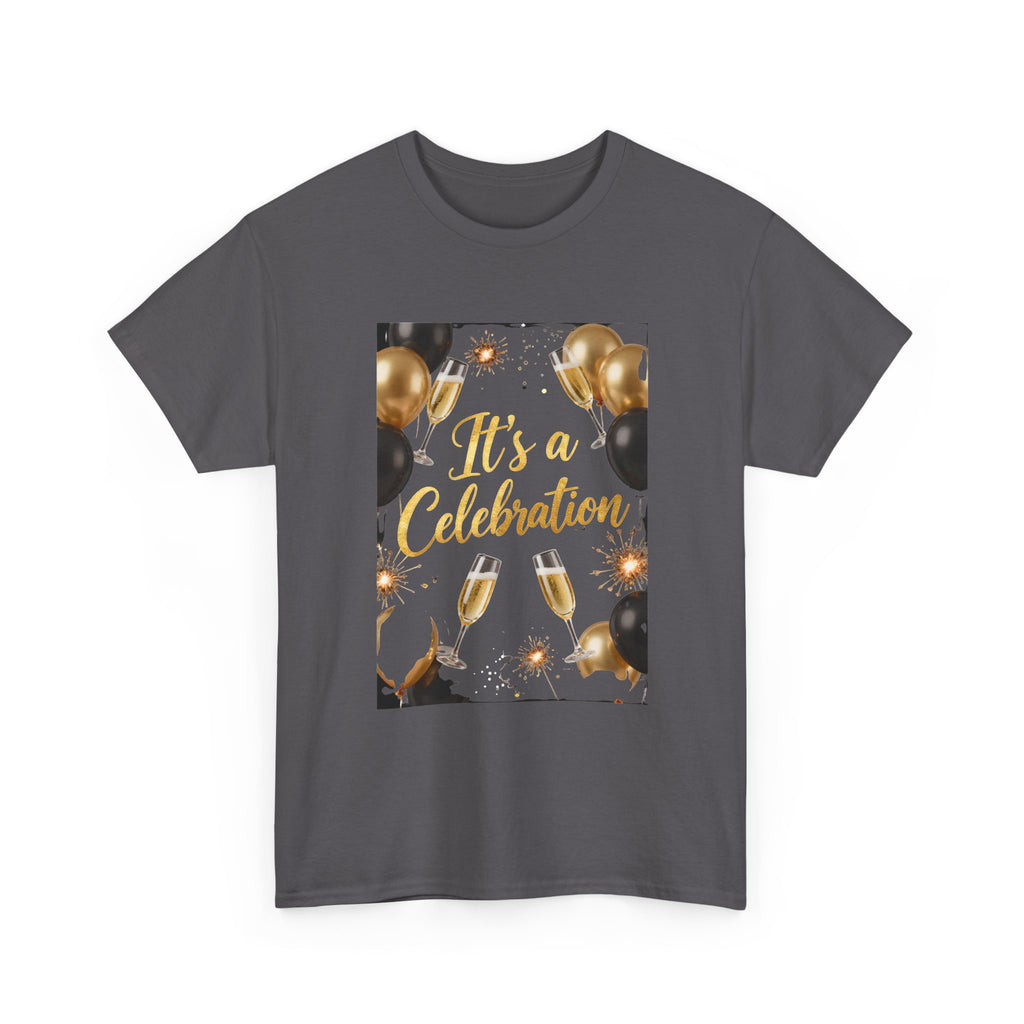Celebration Party T-Shirt — "It's a Celebration" Gold & Black Balloons