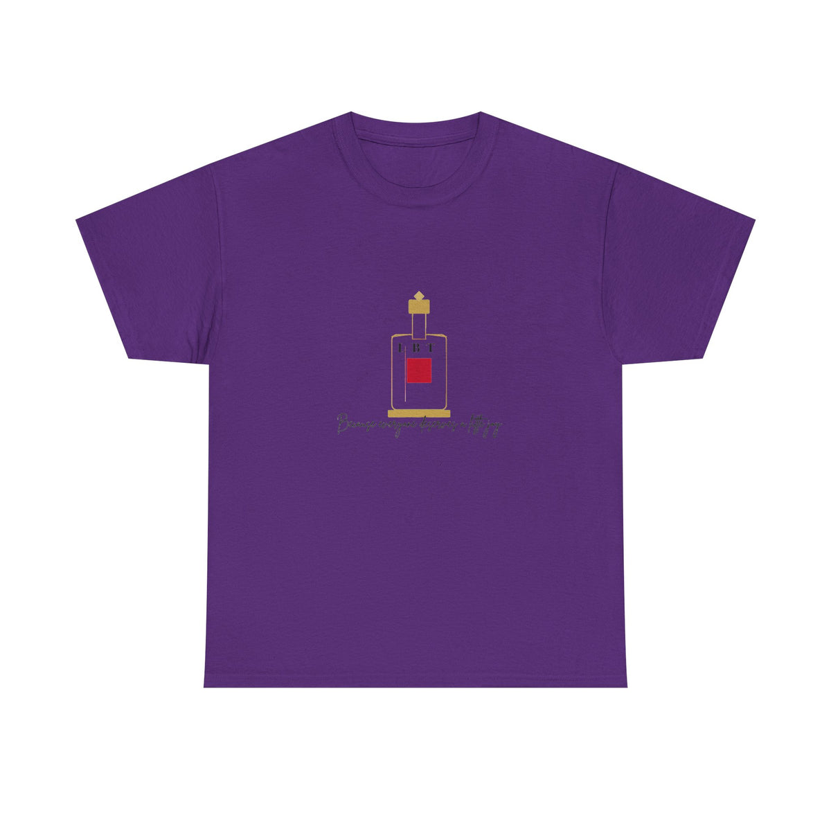 T-Shirt — LBT Perfume Bottle Graphic Tee with "Become someone everyone's #1" Script