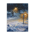 Winter Glow – Snowy Streetlight Stretched Canvas Wall Art