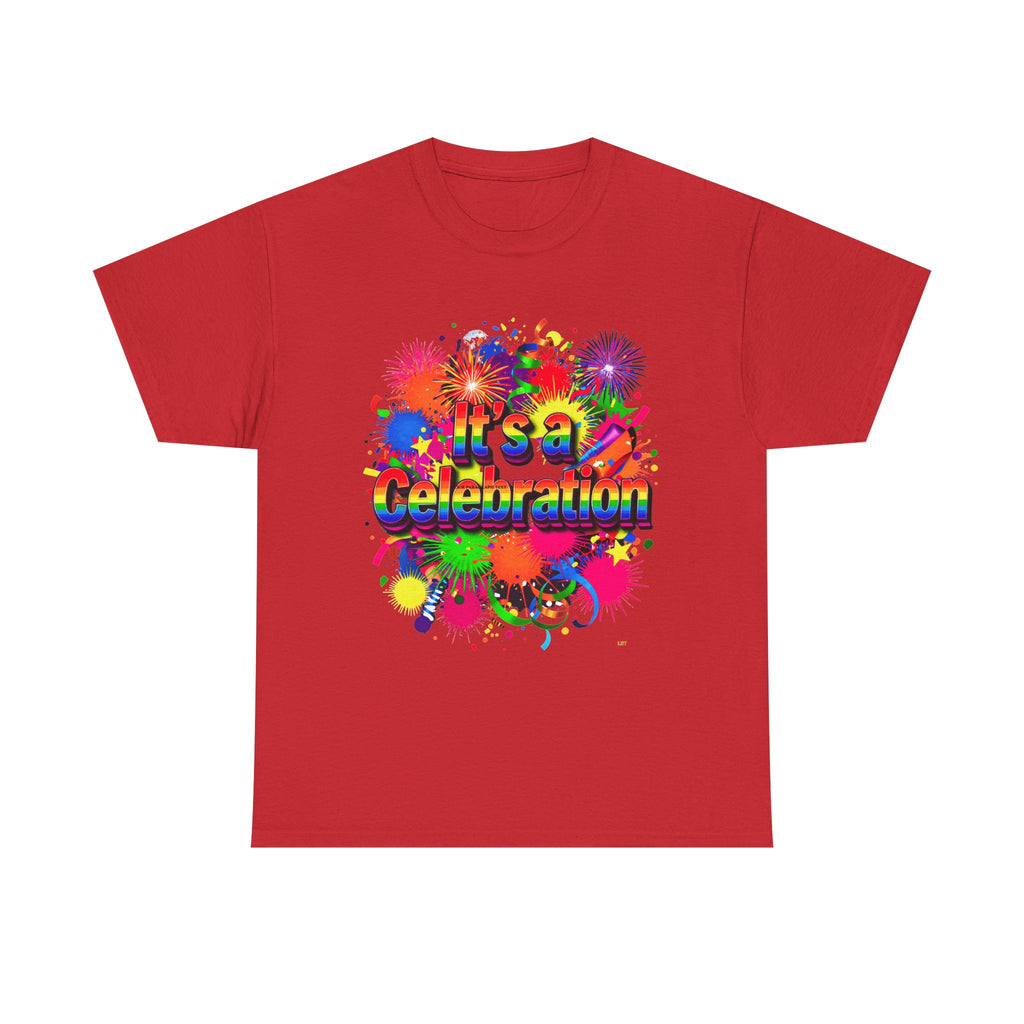 Celebration Paint Splash T-Shirt — "It's a Celebration" Colorful Party Tee