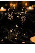 Gold-plated stainless-steel leaf dangle earrings