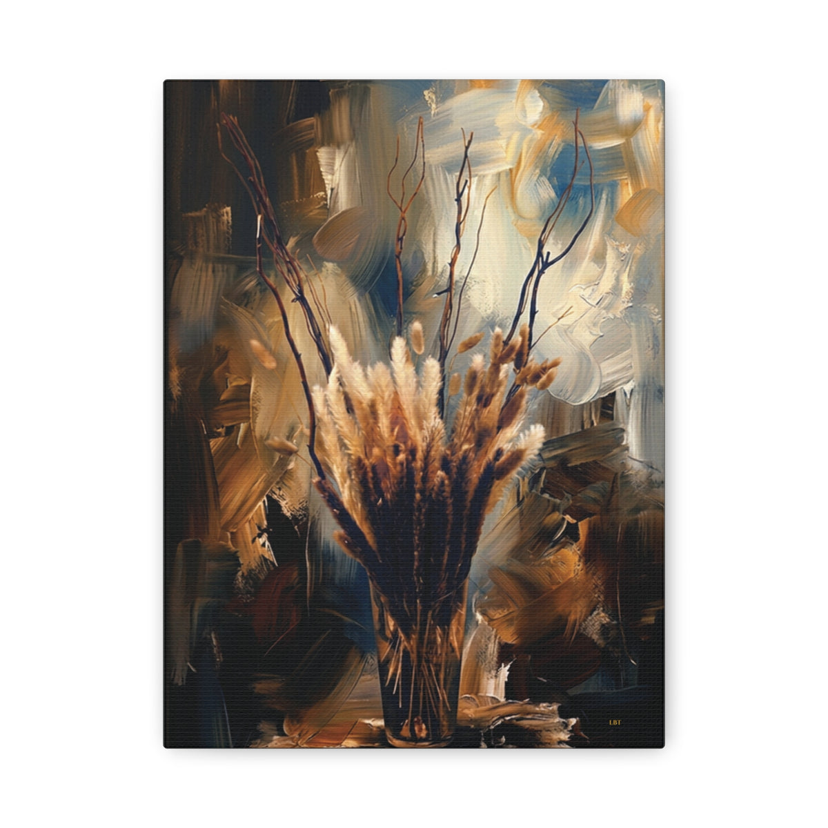 Blue Bloom Elegance – Floral Stretched Canvas Wall Art