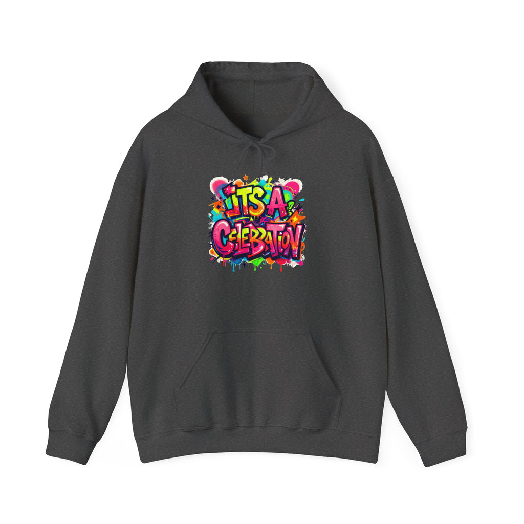 Hoodie – "It's a Celebration" Colorful Graffiti Party Graphic Hoodie