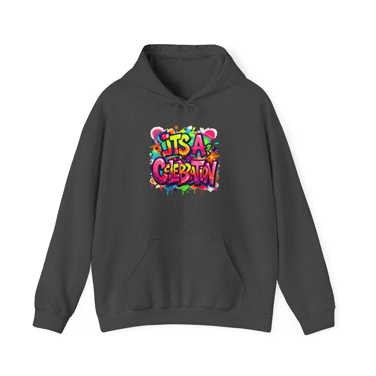 Hoodie – "It's a Celebration" Colorful Graffiti Party Graphic Hoodie