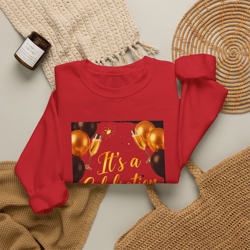 Crewneck Sweatshirt — "It's a Celebration" Champagne & Balloons Party Design