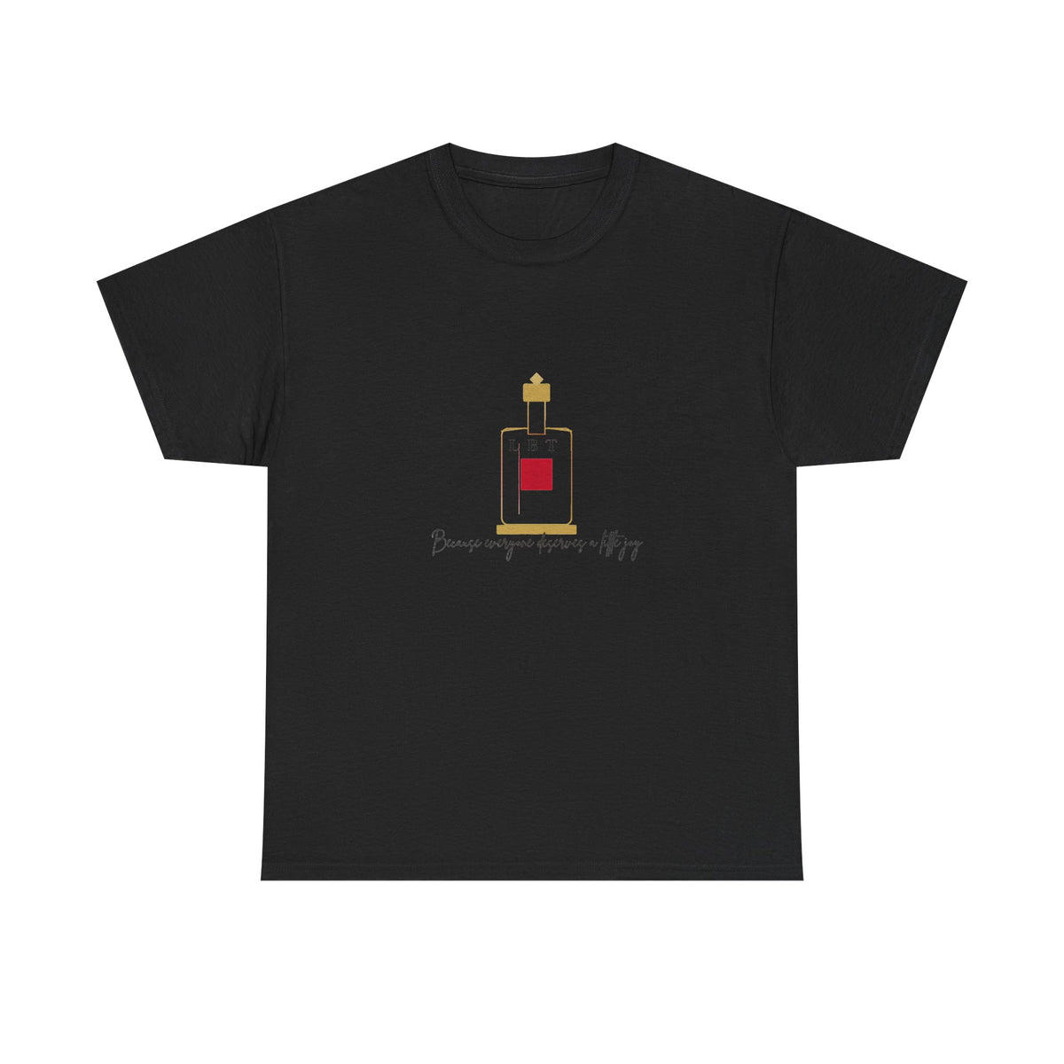 T-Shirt — LBT Perfume Bottle Graphic Tee with "Become someone everyone's #1" Script