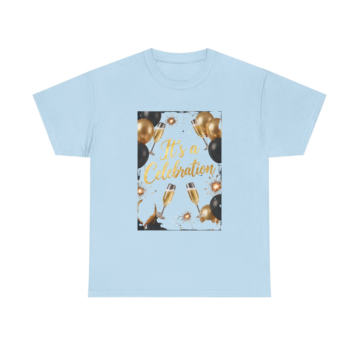 Celebration Party T-Shirt — "It's a Celebration" Gold & Black Balloons