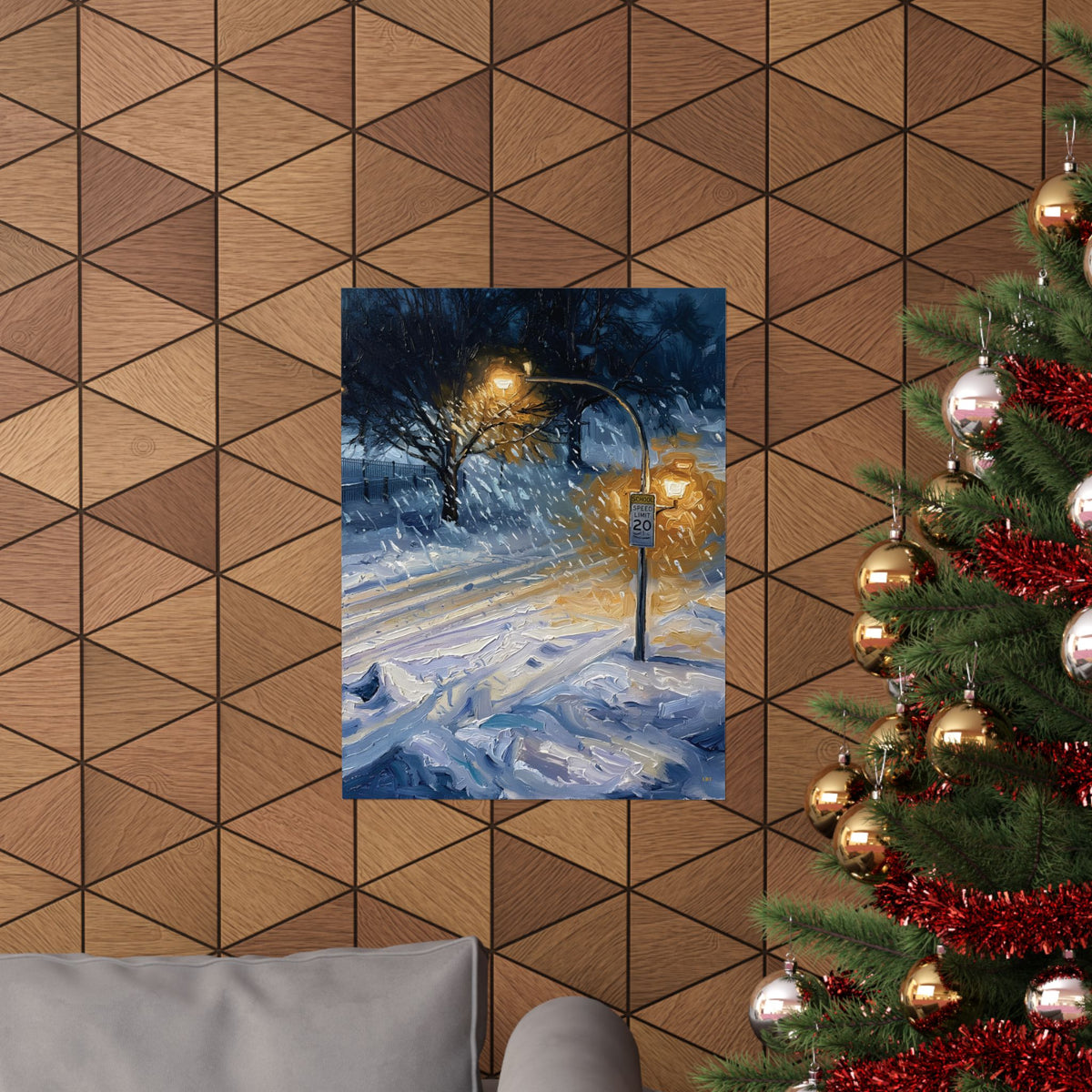 Winter Glow – Snowy Streetlight Wall Art Poster