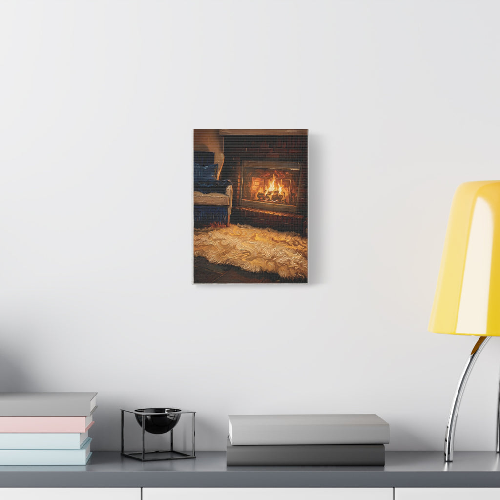 Cozy Hearth – Fireside Interior Stretched Canvas Wall Art