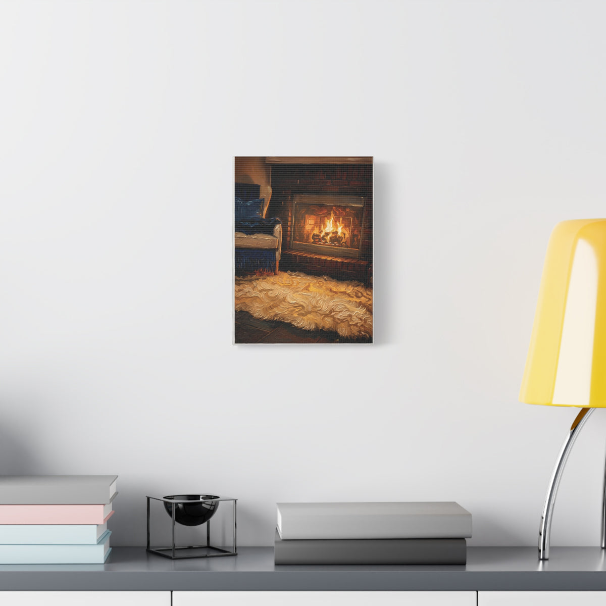 Cozy Hearth – Fireside Interior Stretched Canvas Wall Art