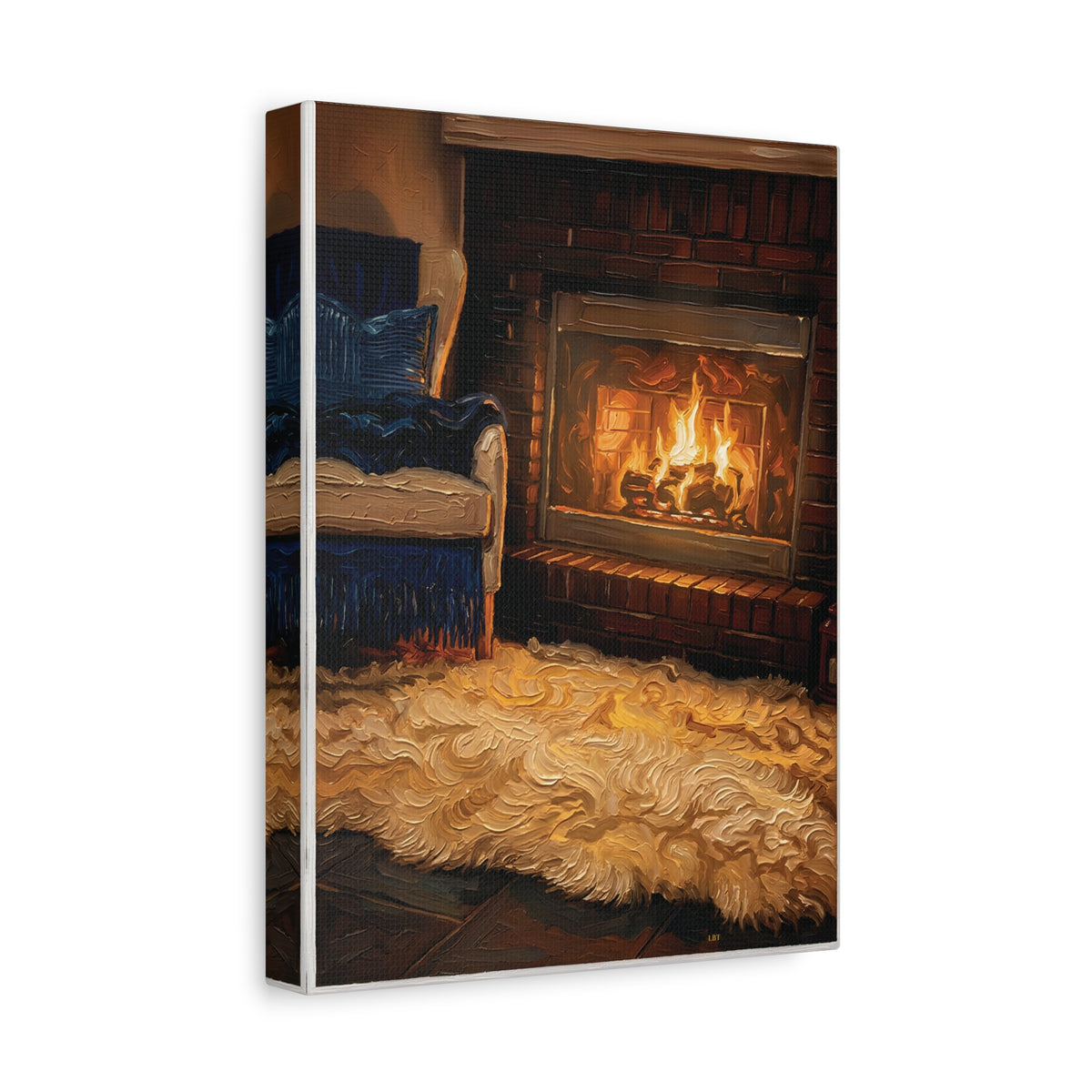 Cozy Hearth – Fireside Interior Stretched Canvas Wall Art
