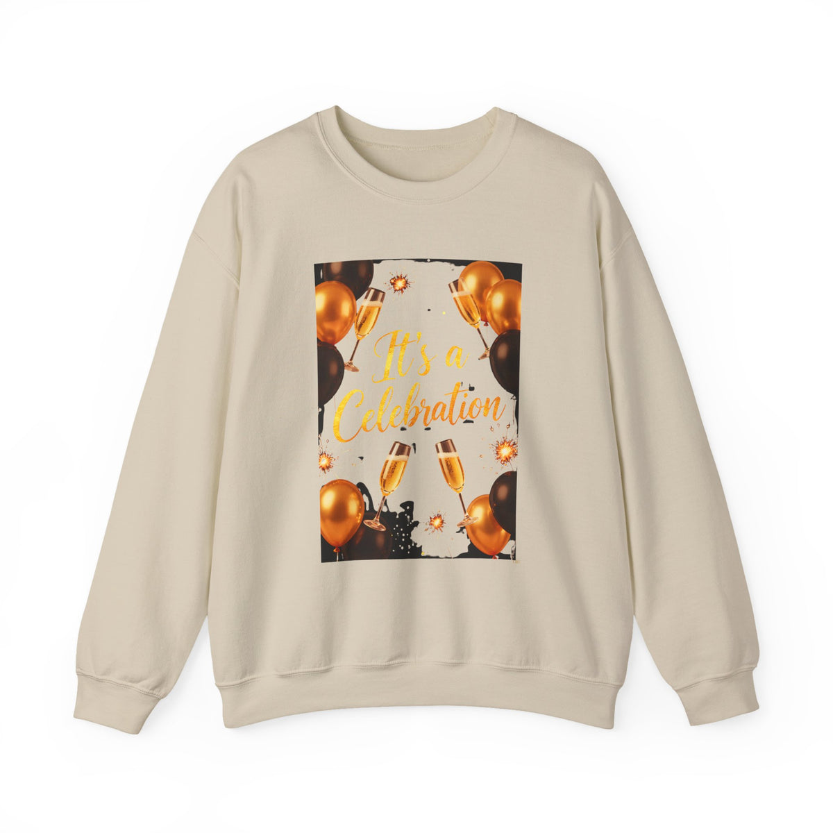 Crewneck Sweatshirt — "It's a Celebration" Champagne & Balloons Party Design