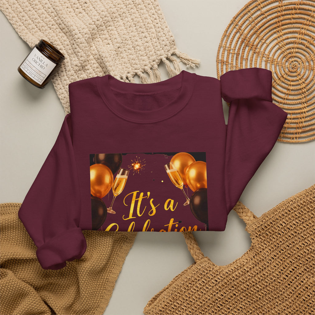 Crewneck Sweatshirt — "It's a Celebration" Champagne & Balloons Party Design