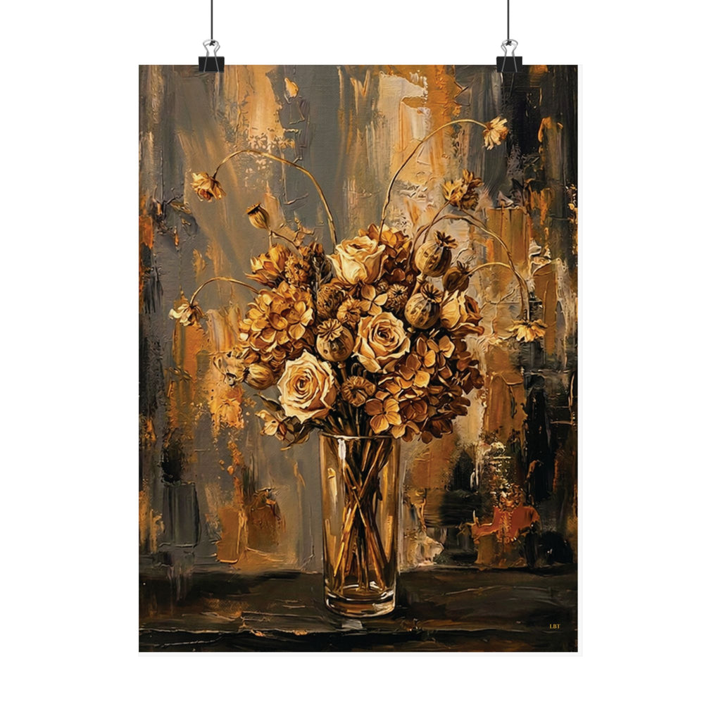 Amber Stillness – Dried Floral Wall Art Poster