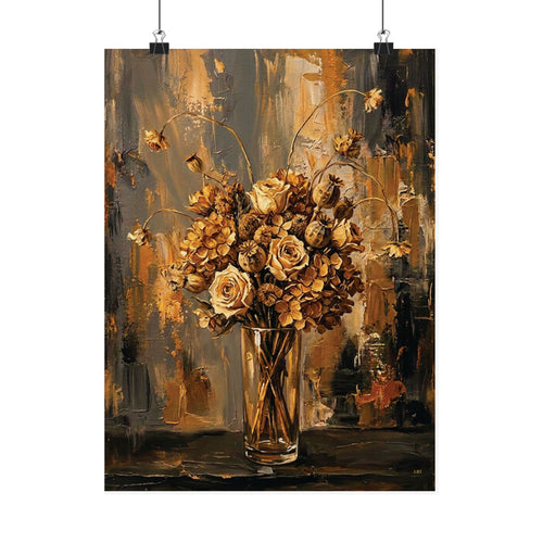 Amber Stillness – Dried Floral Wall Art Poster