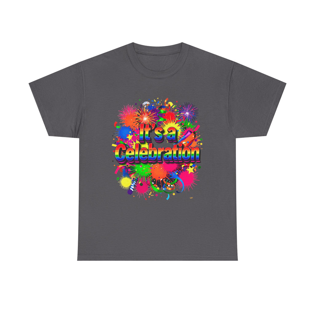 Celebration Paint Splash T-Shirt — "It's a Celebration" Colorful Party Tee