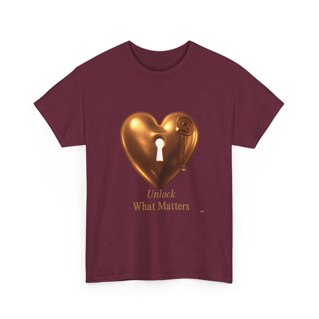 Heart Key T-Shirt — "Unlock What Matters" Inspirational Tee