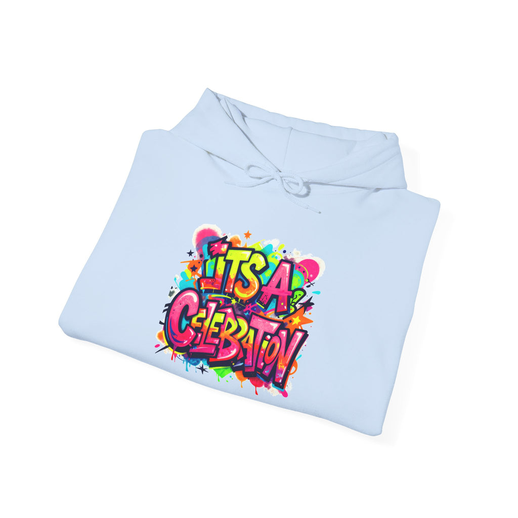 Hoodie – "It's a Celebration" Colorful Graffiti Party Graphic Hoodie