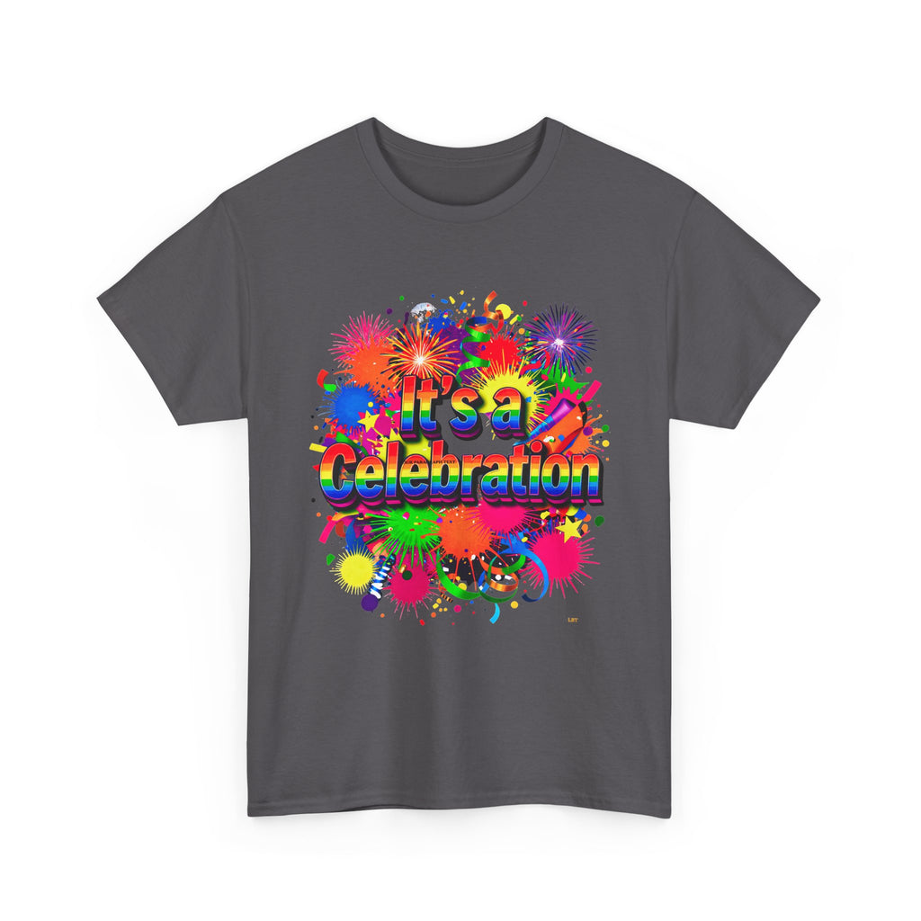 Celebration Paint Splash T-Shirt — "It's a Celebration" Colorful Party Tee