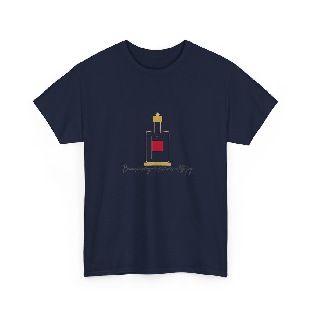 T-Shirt — LBT Perfume Bottle Graphic Tee with "Become someone everyone's #1" Script