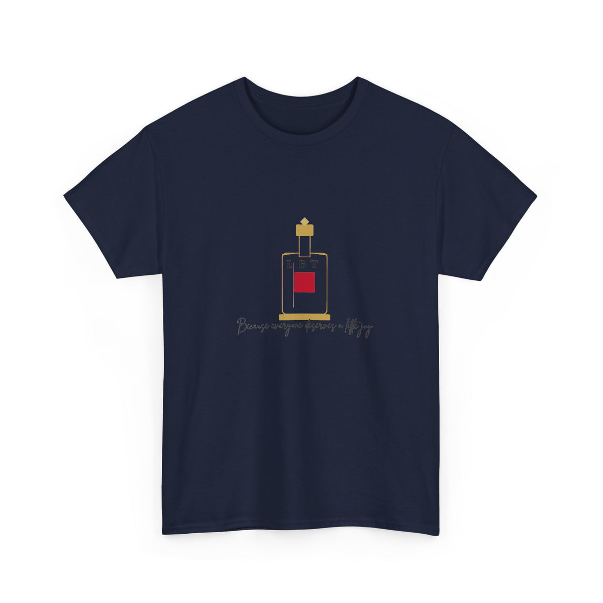 T-Shirt — LBT Perfume Bottle Graphic Tee with "Become someone everyone's #1" Script