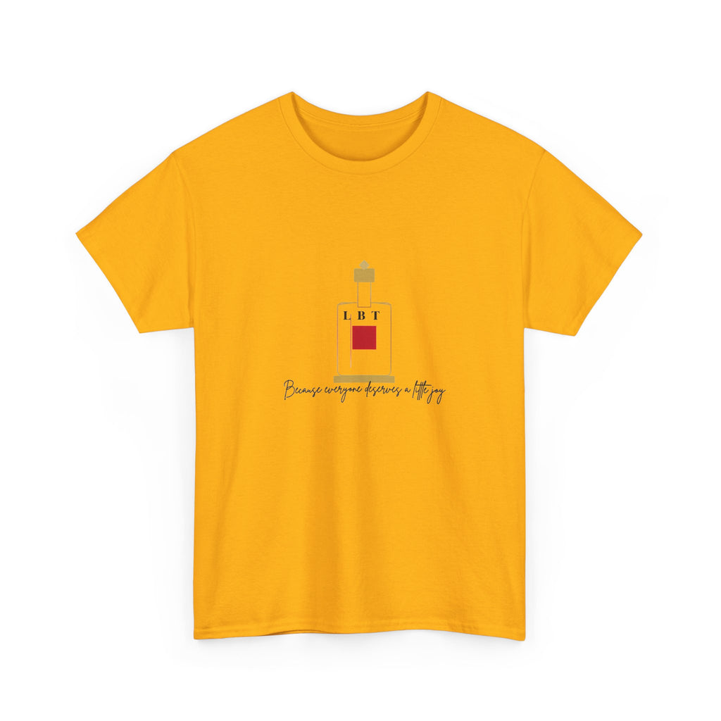 T-Shirt — LBT Perfume Bottle Graphic Tee with "Become someone everyone's #1" Script