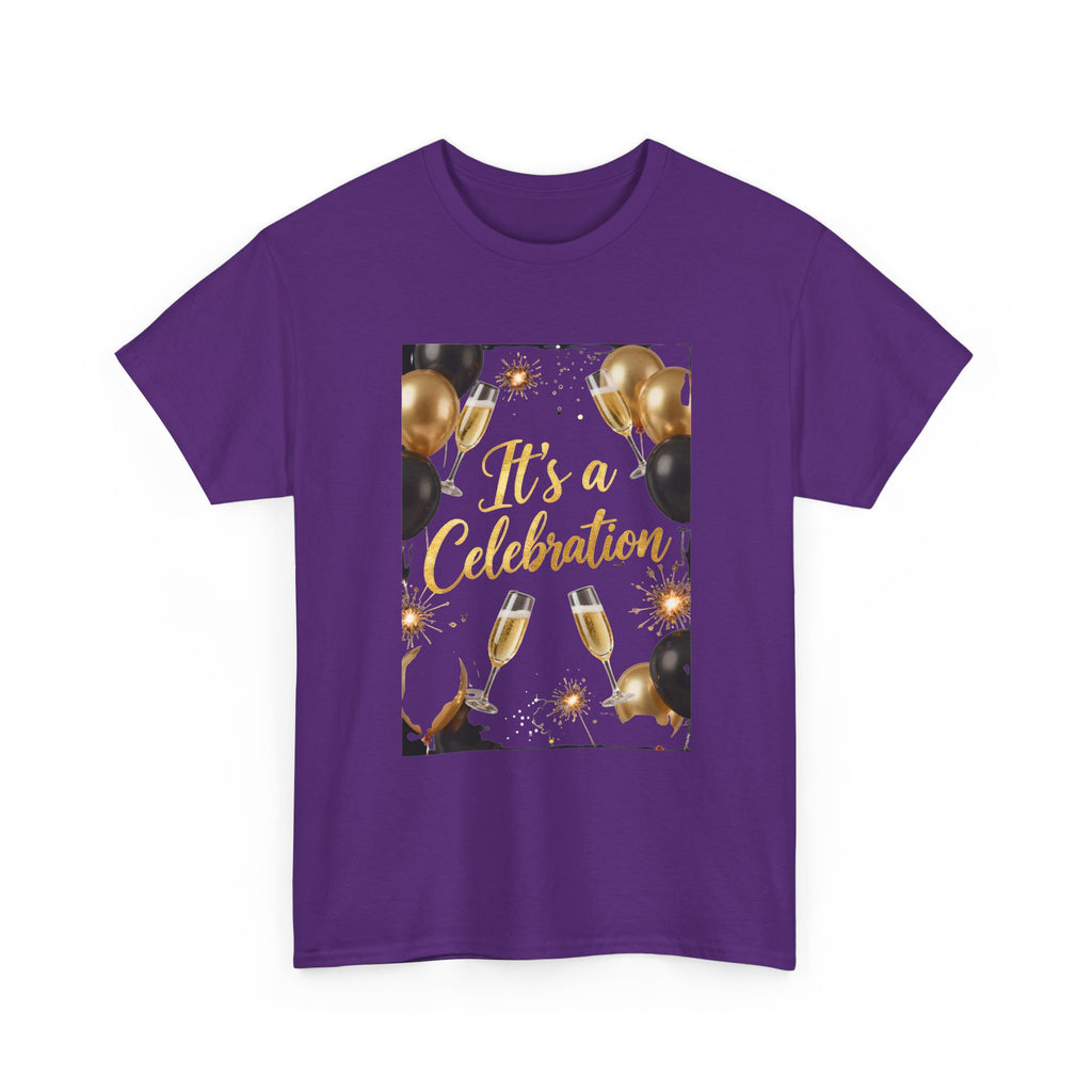 Celebration Party T-Shirt — "It's a Celebration" Gold & Black Balloons