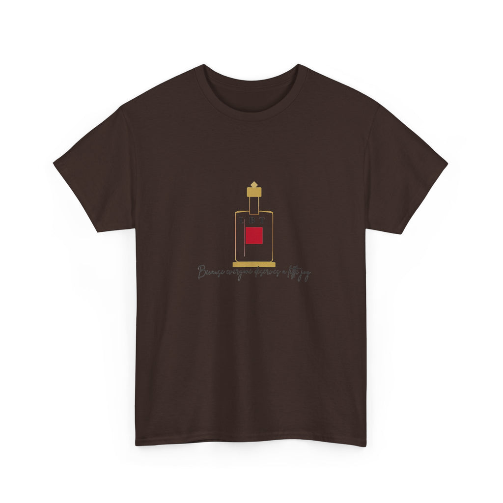 T-Shirt — LBT Perfume Bottle Graphic Tee with "Become someone everyone's #1" Script