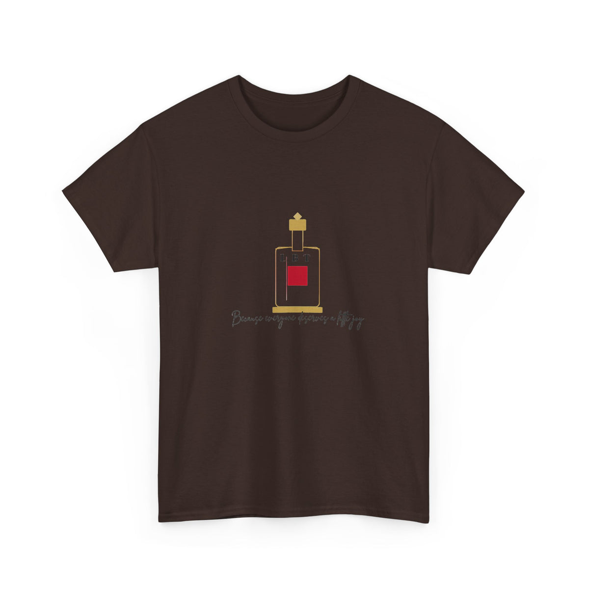 T-Shirt — LBT Perfume Bottle Graphic Tee with "Become someone everyone's #1" Script