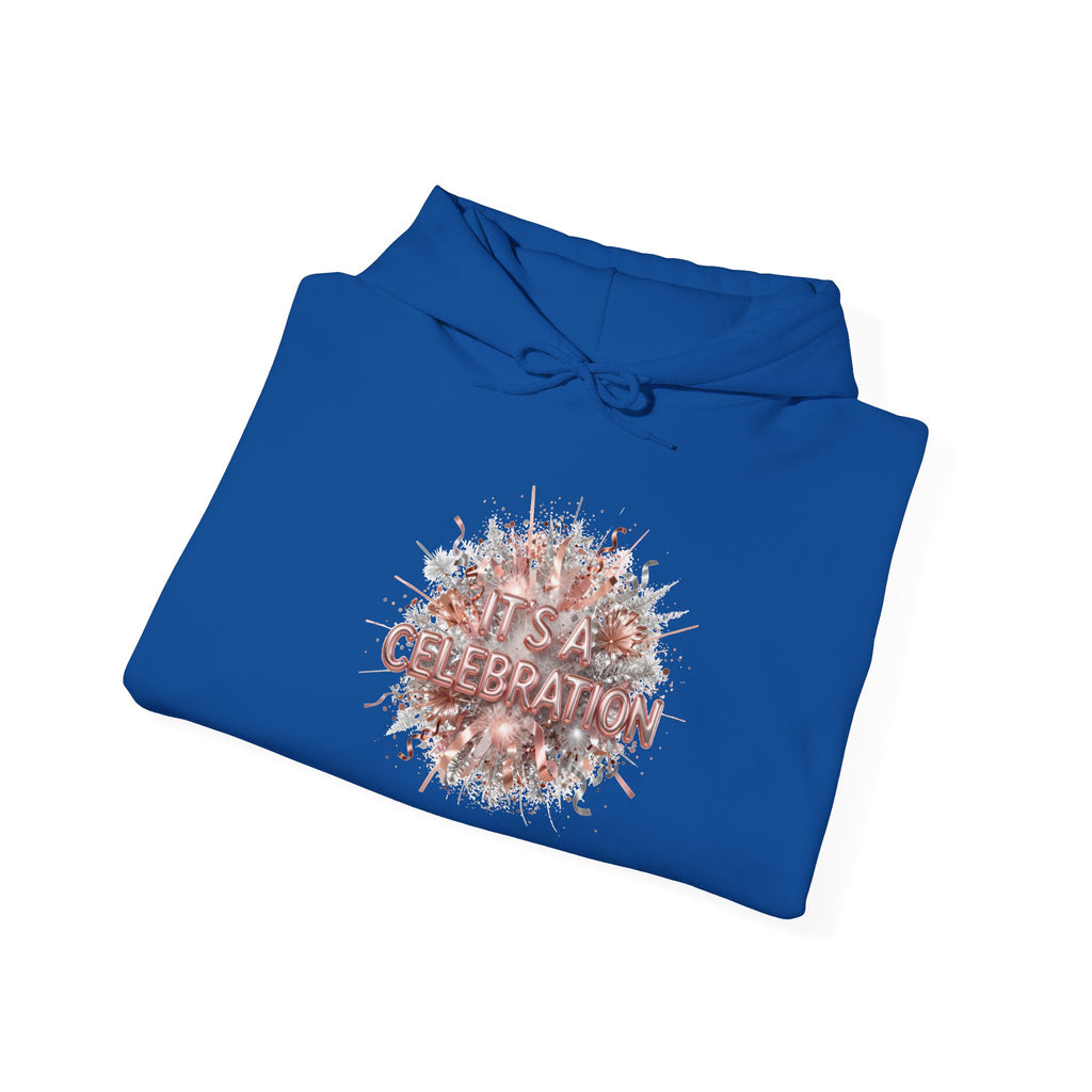 Celebration Floral Hoodie — Rose Gold 'Celebrate' Graphic Pullover