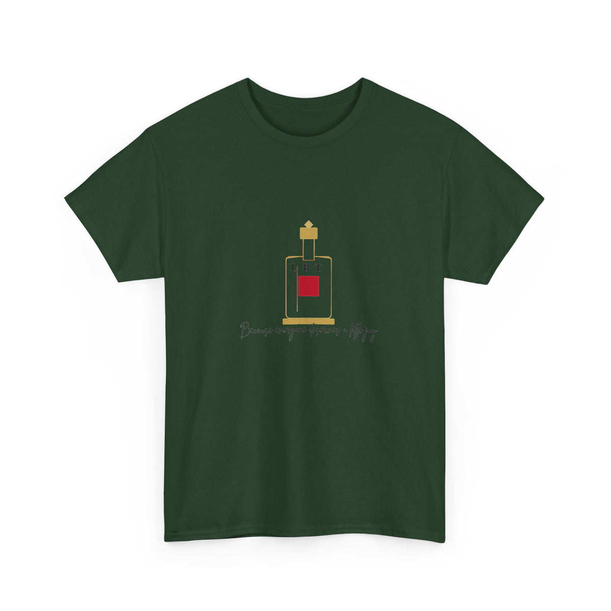 T-Shirt — LBT Perfume Bottle Graphic Tee with "Become someone everyone's #1" Script