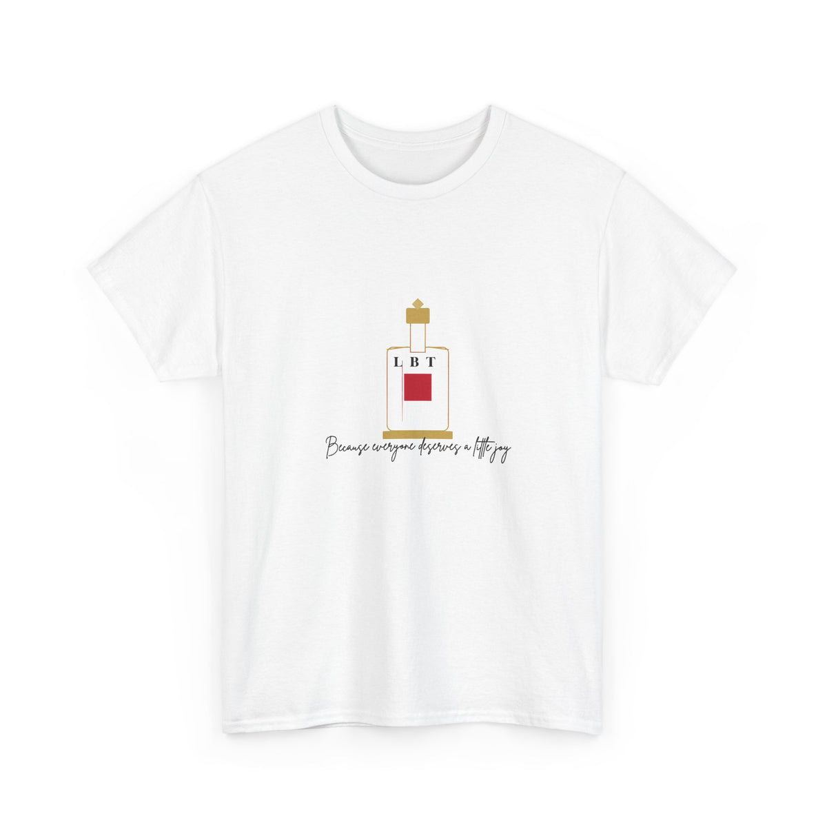 T-Shirt — LBT Perfume Bottle Graphic Tee with "Become someone everyone's #1" Script