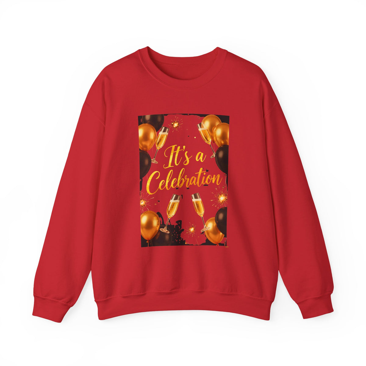 Crewneck Sweatshirt — "It's a Celebration" Champagne & Balloons Party Design