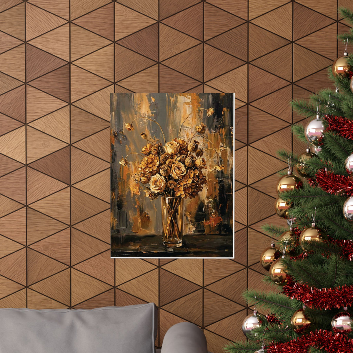 Amber Stillness – Dried Floral Wall Art Poster