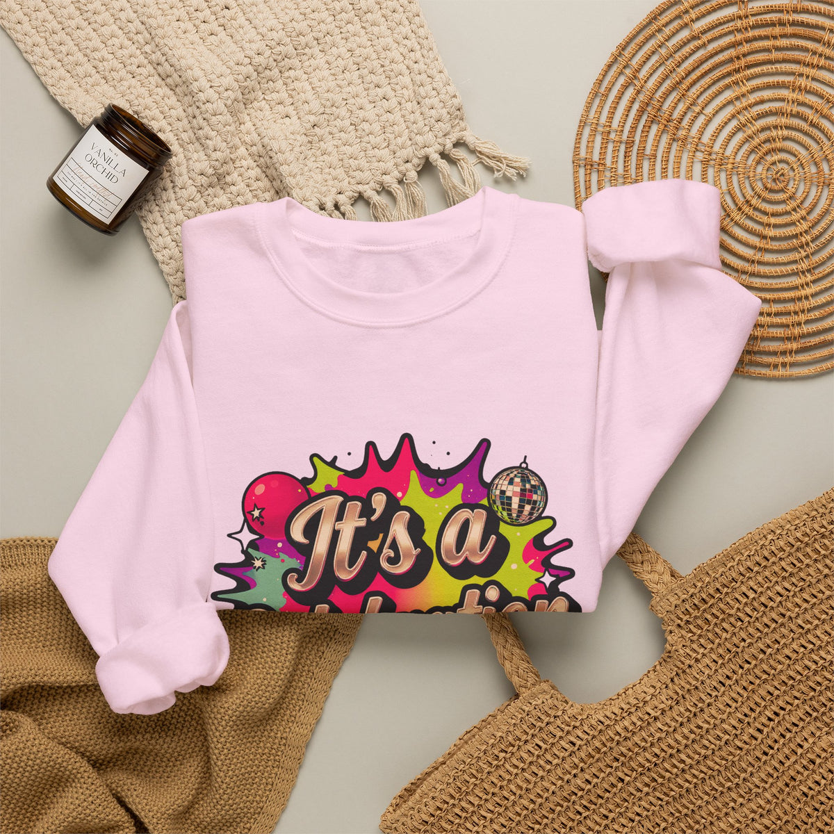 Celebration Crewneck Sweatshirt – "It's a Celebration" Graphic Pullover