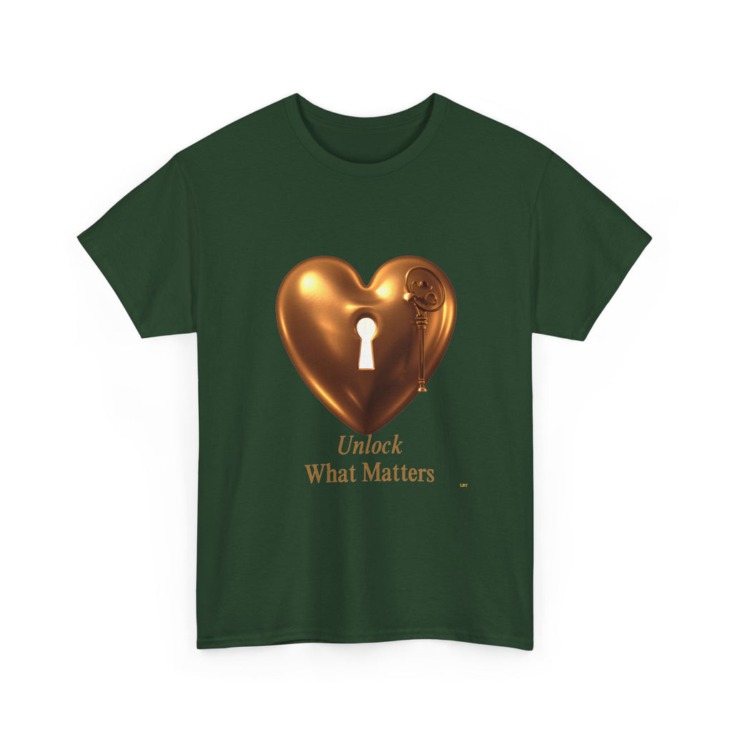 Heart Key T-Shirt — "Unlock What Matters" Inspirational Tee