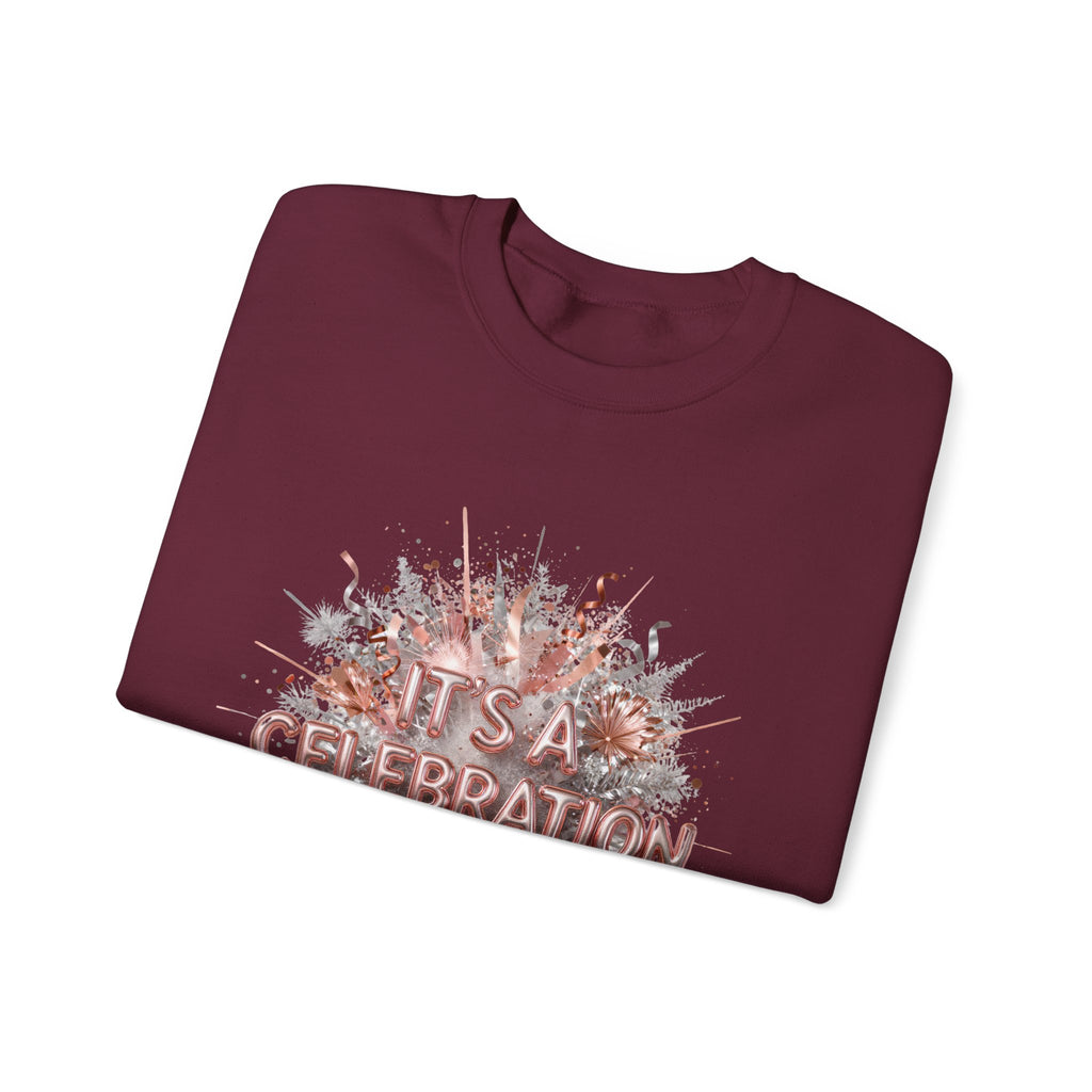 Celebration Burst Crewneck Sweatshirt — "It's a Celebration" Graphic