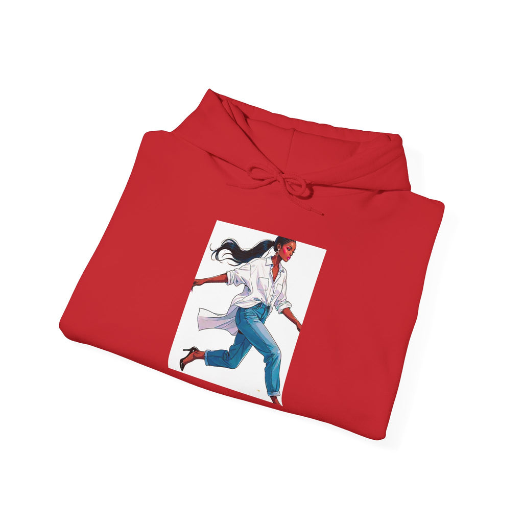 Running Woman Graphic Hoodie — Athletic Illustration Sweatshirt