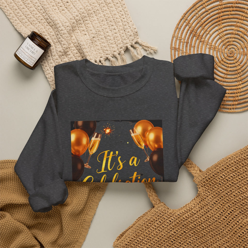 Crewneck Sweatshirt — "It's a Celebration" Champagne & Balloons Party Design