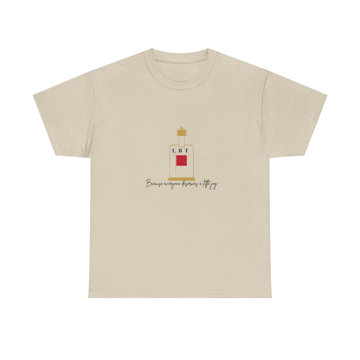 T-Shirt — LBT Perfume Bottle Graphic Tee with "Become someone everyone's #1" Script