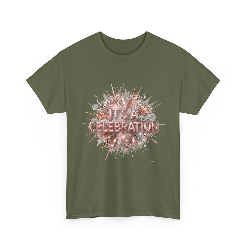 Celebration Floral Burst Tee — "It's a Celebration" Graphic T-Shirt