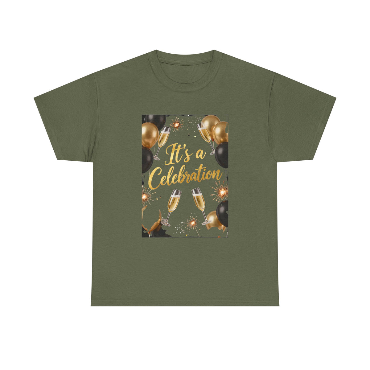 Celebration Party T-Shirt — "It's a Celebration" Gold & Black Balloons