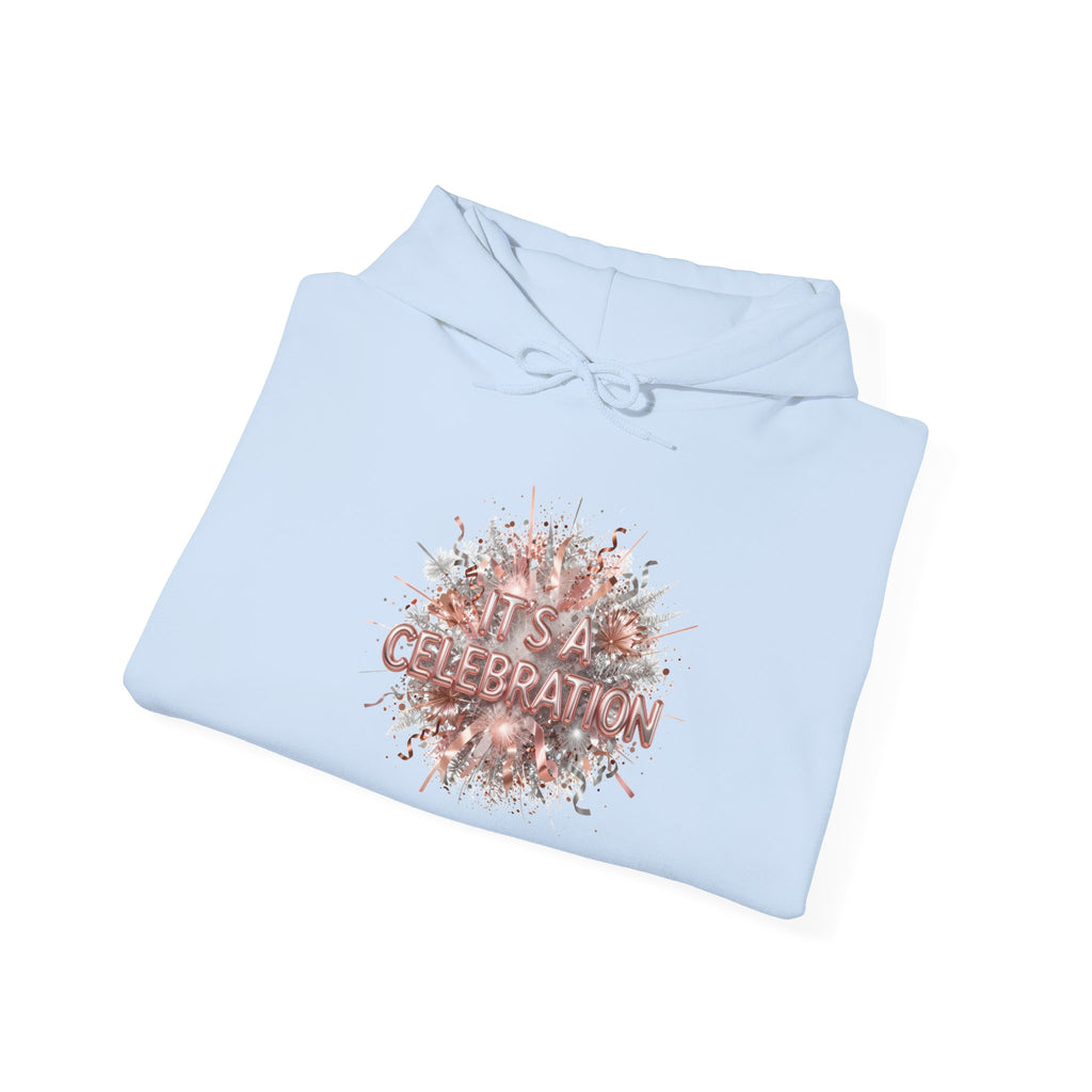 Celebration Floral Hoodie — Rose Gold 'Celebrate' Graphic Pullover