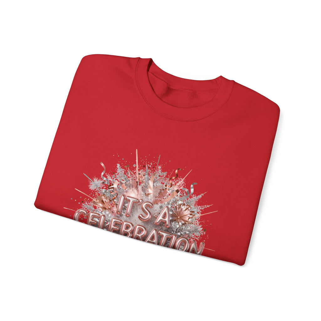Celebration Burst Crewneck Sweatshirt — "It's a Celebration" Graphic