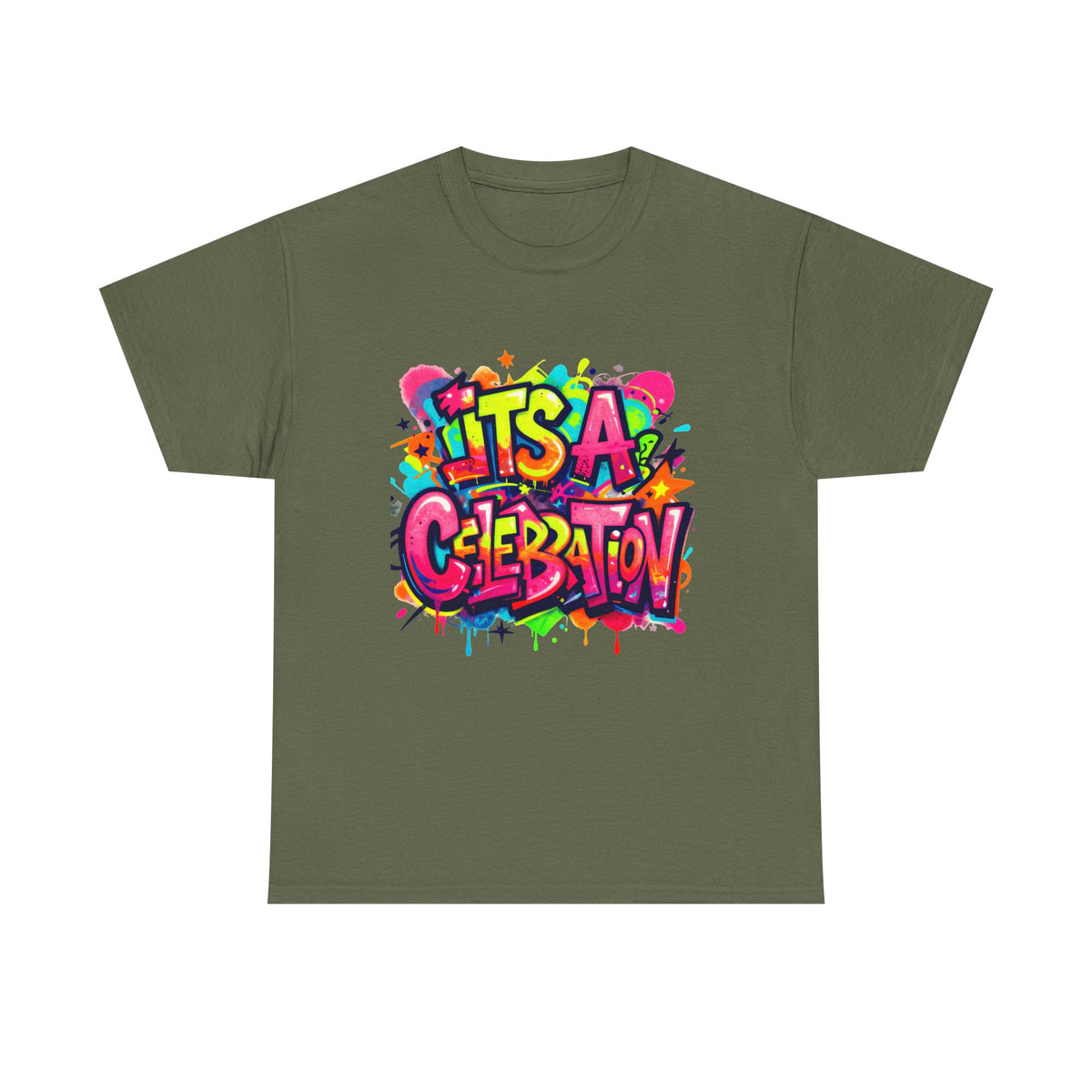 It’s a Celebration – Graffiti Graphic Heavy Cotton T-Shirt