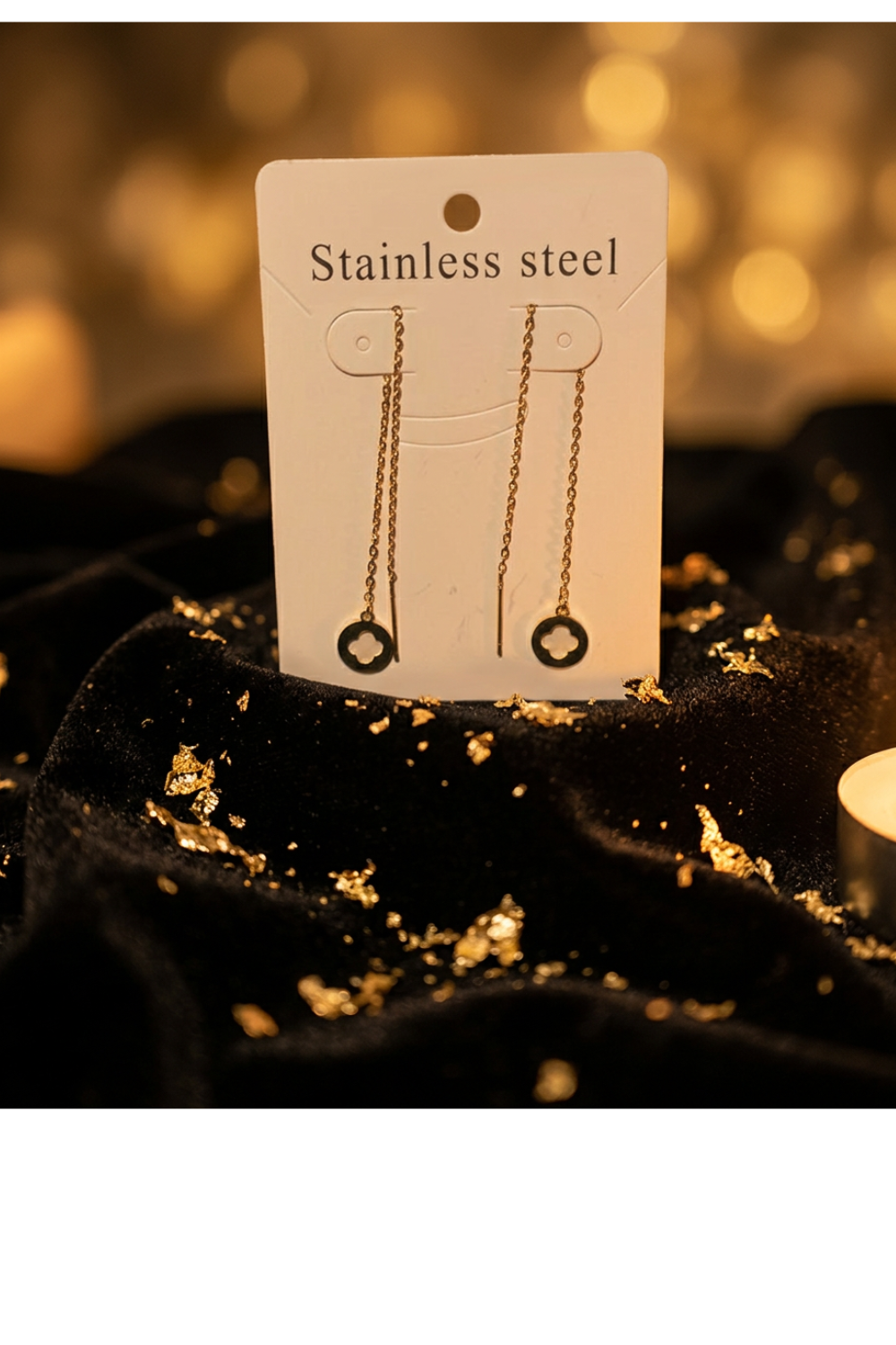 Stainless Steel Clover Drop Earrings