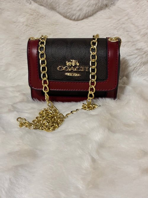 Brown and red Coach Mini Crossbody