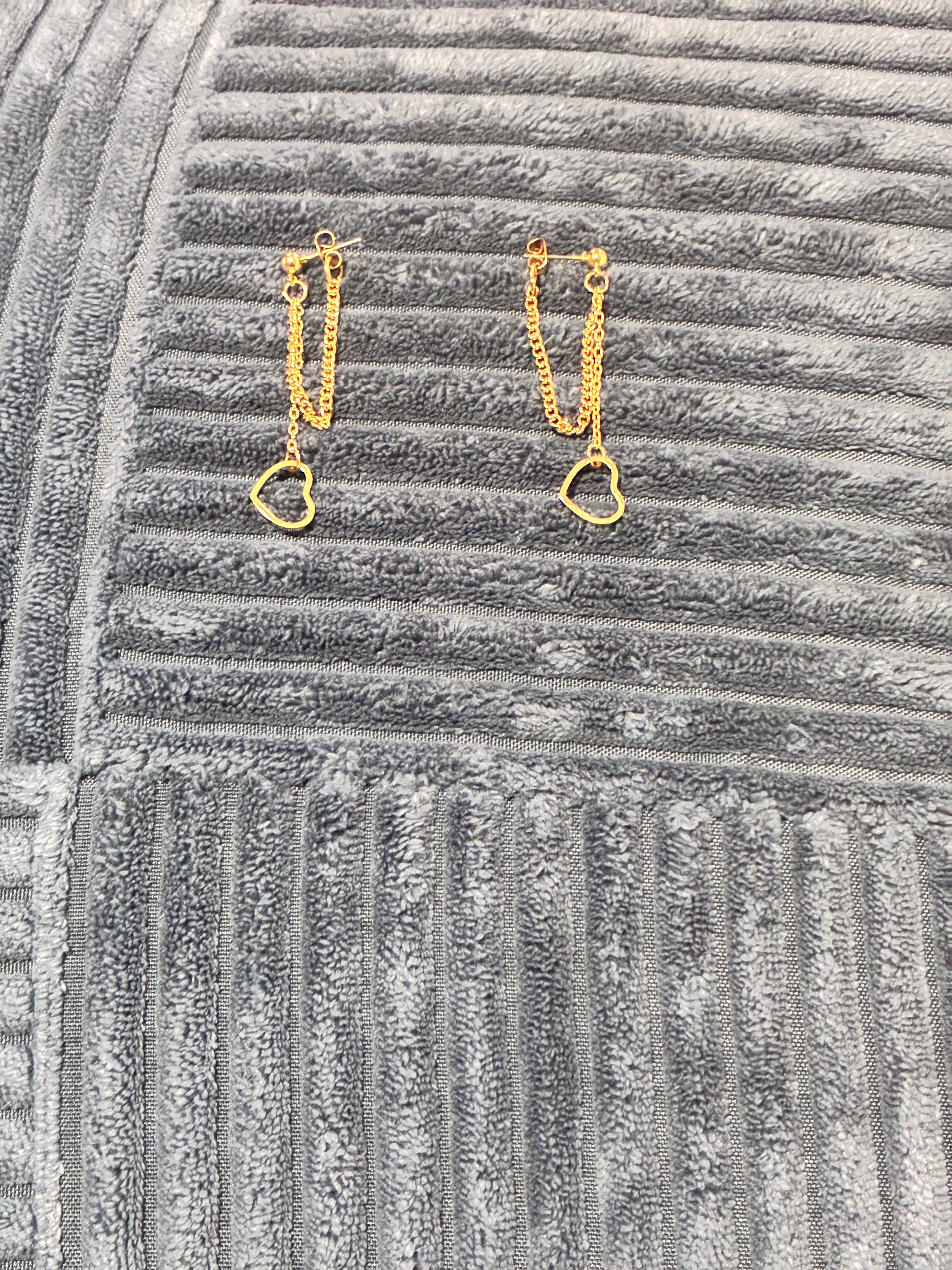 Gold tone heart drop earrings